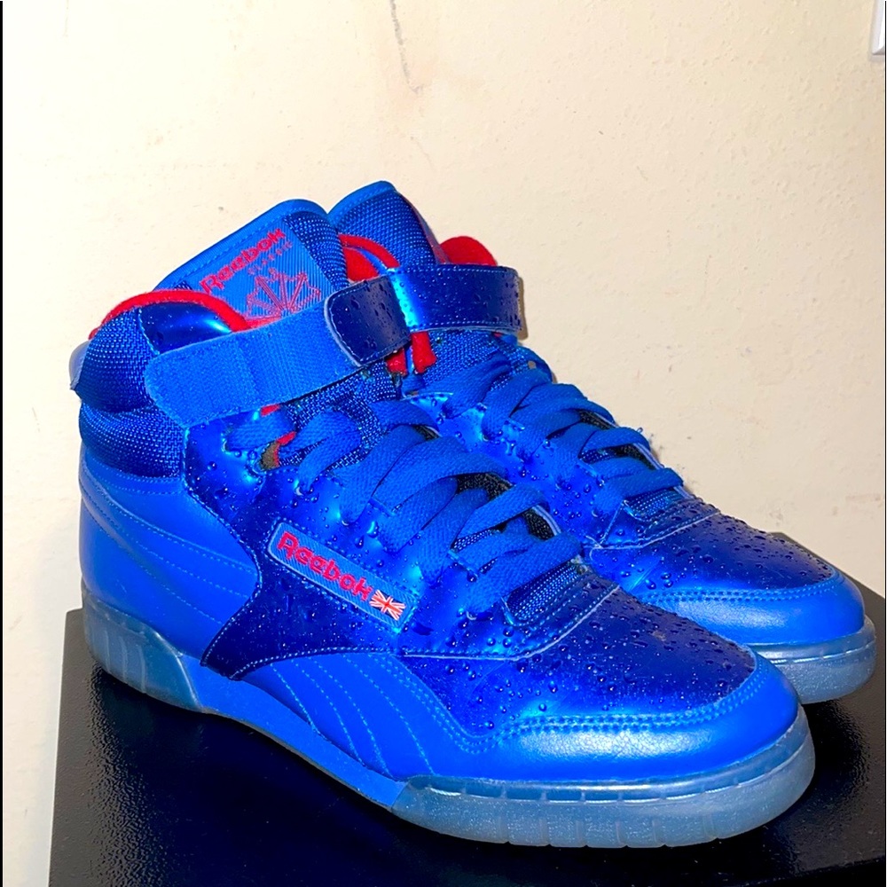 Reebok Classic Men Athletic Shoes Blue Water Drops High Tops 059503 RARE Sz 8.5